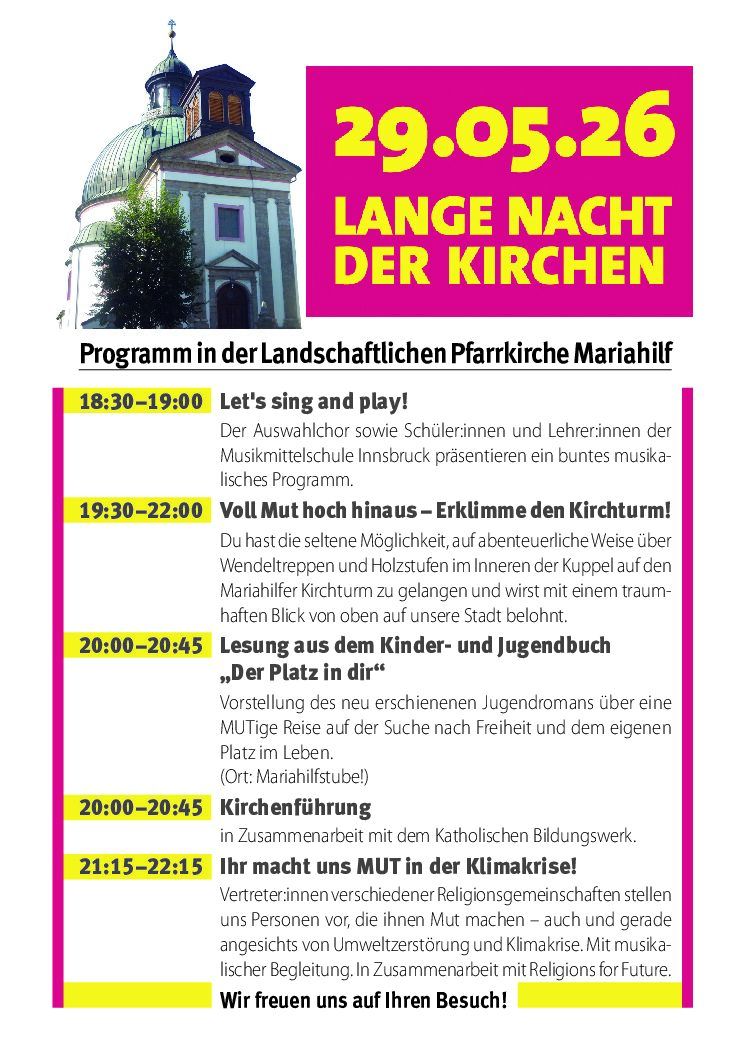 Pfarre Mariahilf Lange Nacht der Kirchen